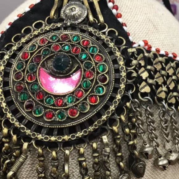 Vintage Headpiece Afghan headpiece, Hair Jewelry, Headpiece Jewelry, Tribal - Picture 6 of 7